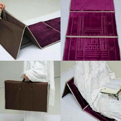 Picture of Muslim Prayer Mat Fold Backrest Janamaz Chair 2 in 1 - Multicolor