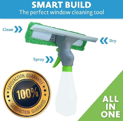 Picture of Windows Glass Cleaner With Spray Bottle Magic Wiper 3 in 1 - Multicolor