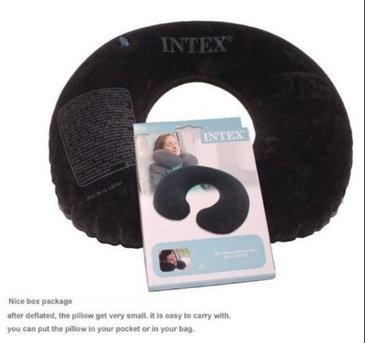 Picture of Intex inflatable Travel Cushion Adult Pillow Hi Quality Flocked material - Light Black