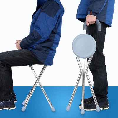 Picture of Walking Stick Seat Anywhere chair brown color চেয়ার হিসেবেও ব্যবহার করা যায় - Brown