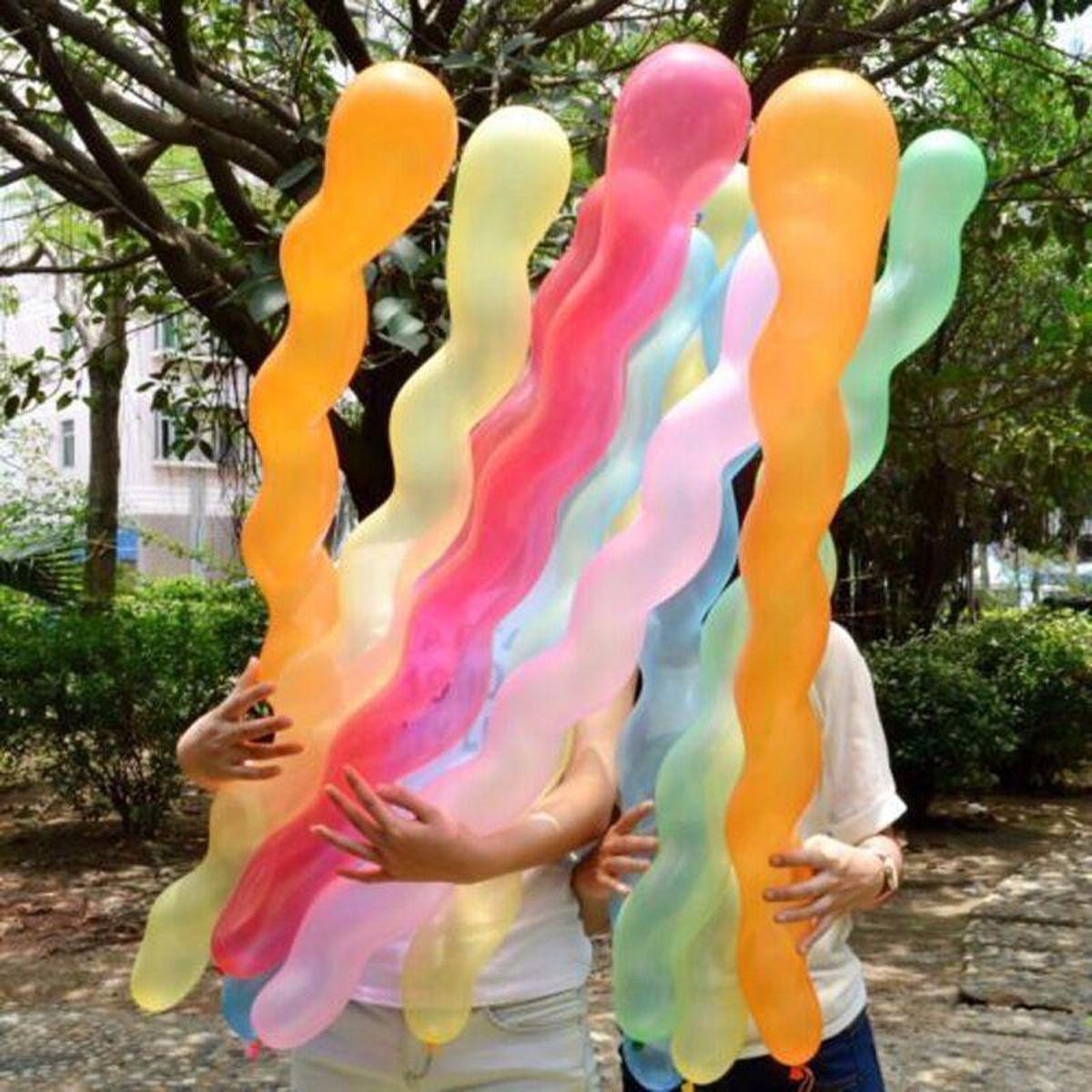 Picture of 10 pcs Spiral Wedding Birthday Party Decoration 10 pcs Magic Long Ballons - Multicolor