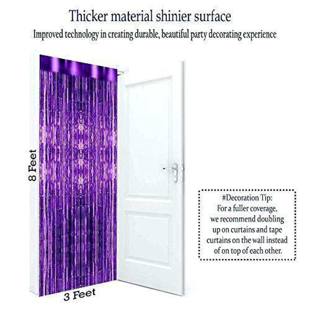 Picture of Foil Door Curtains For Birthday/Wedding Party Photo Booth Backdrop Event Decor - Purple