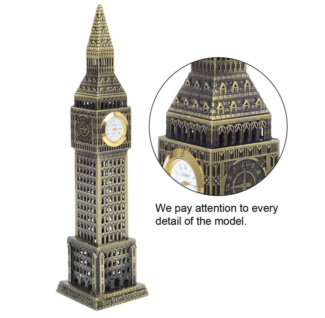 Picture of London's Big Ben Clock Tower Showpiece with a Watch Antique bronze a statue of London landmark model figure Home Office Decore - Bronze