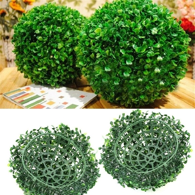 Picture of Artificial Green Outdoor Boxwood Topiary Balls Grass Buxus Hanging Garden Decor - Green