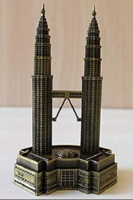 Picture of Antique Finish Malaysian Souvenir Twin Towers Miniature Statue Showpiece for Home Decor  Showpiece for Gift  Showpiece for Home Decoration - Brown