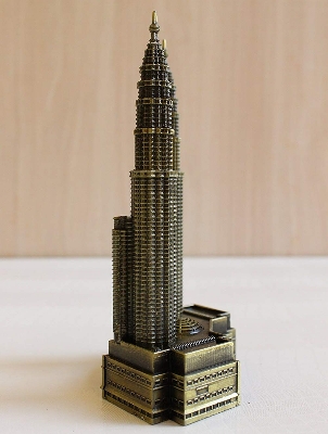 Picture of Antique Finish Malaysian Souvenir Twin Towers Miniature Statue Showpiece for Home Decor  Showpiece for Gift  Showpiece for Home Decoration - Brown