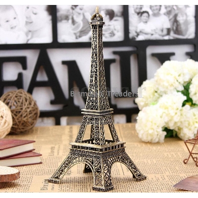 Picture of Eiffel Tower Miniature Metal Showpiece For Home Decor World Famous Buildings Sculpture Zinc Alloy(null) - Bronze