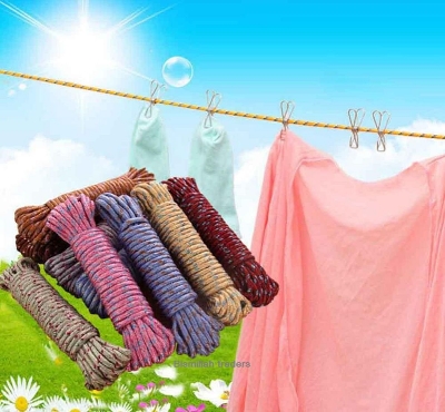 Picture of Laundry Hanging Clothesline 15 miter Wear-resistant Rope Anti Slip for Drying Clothes 1 Pcs - Hanger - Multicolor