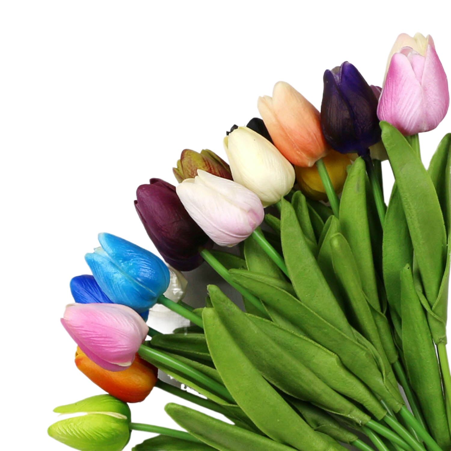 Picture of 5 pcs Artificial Bouquet PU Tulip Flower - Multicolor