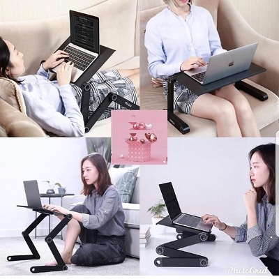 Picture of Laptop Table Stand with Cooler Adjustable Desk - black