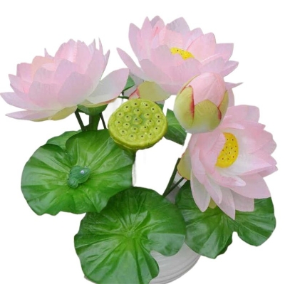 Picture of Artificial lotus flower and pot simulation wedding party home decorative flowers - Multicolor