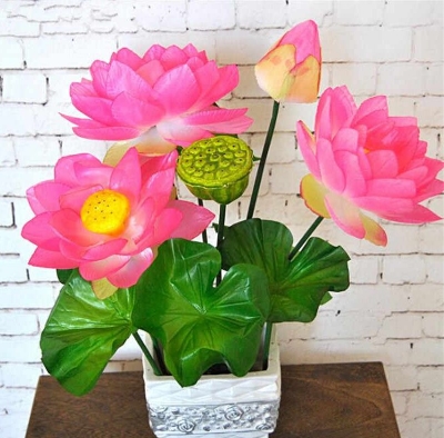 Picture of Artificial lotus flower and pot simulation wedding party home decorative flowers - Multicolor