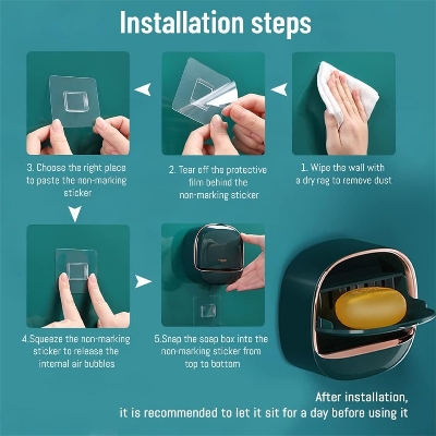 Picture of Adhesive Soap Dish Holder 1 pcs for Shower Bathroom Kitchen No Drilling Stainless Steel Soap case Size:12*5*12cm - Multicolor