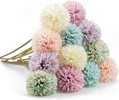 Picture of 6 Pcs Artificial Flowers Multicolor Silk Hydrangea Fake Flowers Bridal Wedding Bouquet for Home Office Party Wedding Decoration - Multicolor