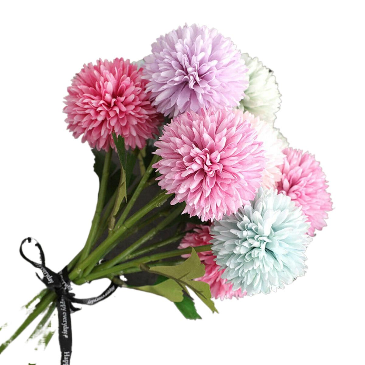 Picture of 6 Pcs Artificial Flowers Multicolor Silk Hydrangea Fake Flowers Bridal Wedding Bouquet for Home Office Party Wedding Decoration - Multicolor