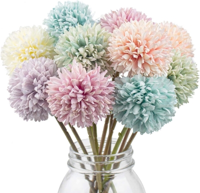 Picture of 6 Pcs Artificial Flowers Multicolor Silk Hydrangea Fake Flowers Bridal Wedding Bouquet for Home Office Party Wedding Decoration - Multicolor