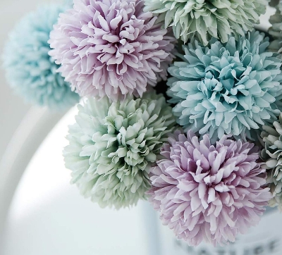 Picture of 6 Pcs Artificial Flowers Multicolor Silk Hydrangea Fake Flowers Bridal Wedding Bouquet for Home Office Party Wedding Decoration - Multicolor