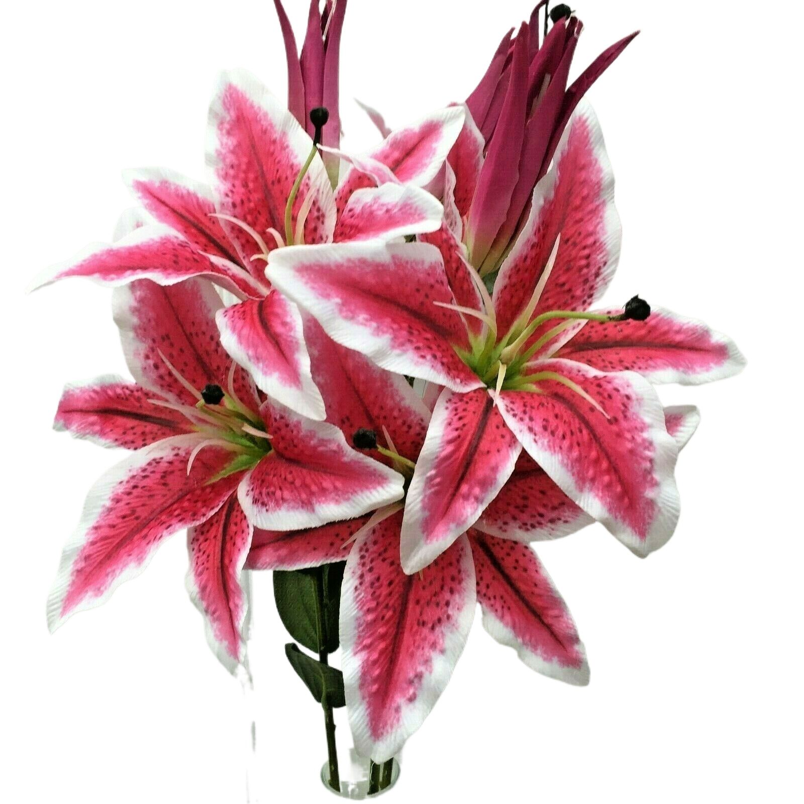 Picture of Bunch of Artificial Stargazer Lilies, Quality Faux Silk Lily Flowers - Multicolor