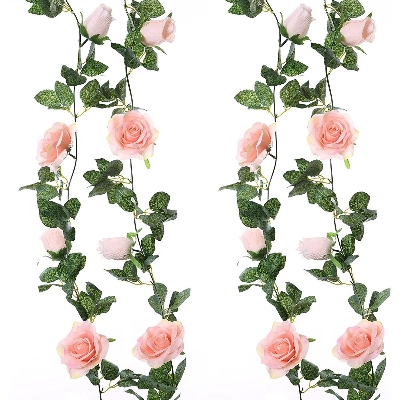 Picture of Arts Silk Artificial Rose Garland for Hanging Home, Wedding, Party, Garden, Hotel, Office, Art Decoration - Pink