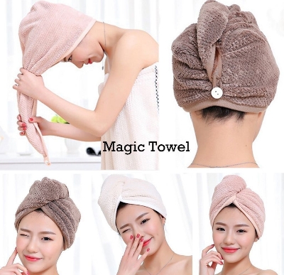 Picture of Instant Dry Hair Towel Ultra Water Absorbent Twist Hair Turban Drying Cap Hair Wrap 1pcs - Multicolor