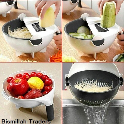 Picture of 9 in 1 Magic Slicer Rotate Vegetable Cutter with Drain Basket - Multicolor