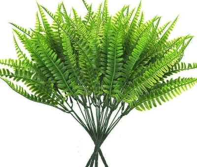 Picture of 2 Branches Artificial Fern Plants UV Resistant Faux Greenery Shrubs Plants Indoor Outside Home Wedding Office Garden Decor