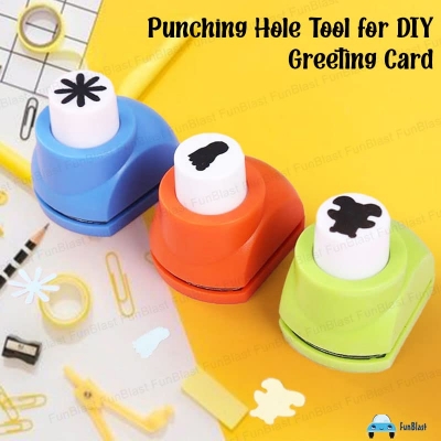Picture of 2 PCS Craft Punching Machine  Punching Hole Tool for DIY Greeting Card, Stationery Item, Scrapbook and Art and Craft, Art & Craft Punch Kit for School Projects, Assorted Shapes - Multicolor