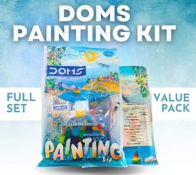 Picture of DOMS Painting Kit | Perfect Value Pack | Kit for School Essentials | Gifting Range for Kids | Combination of 9 Painting & Coloring Items Multicolor - Multicolor