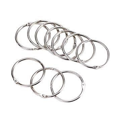 Picture of 9 Pcs Multi Purpose Snap Ring Metal Loose Leaf Rings 1.5 Inchi for Curtain Accessories Scrapbooking Memo Filing Keychain Silver Inside Diameter - Silver
