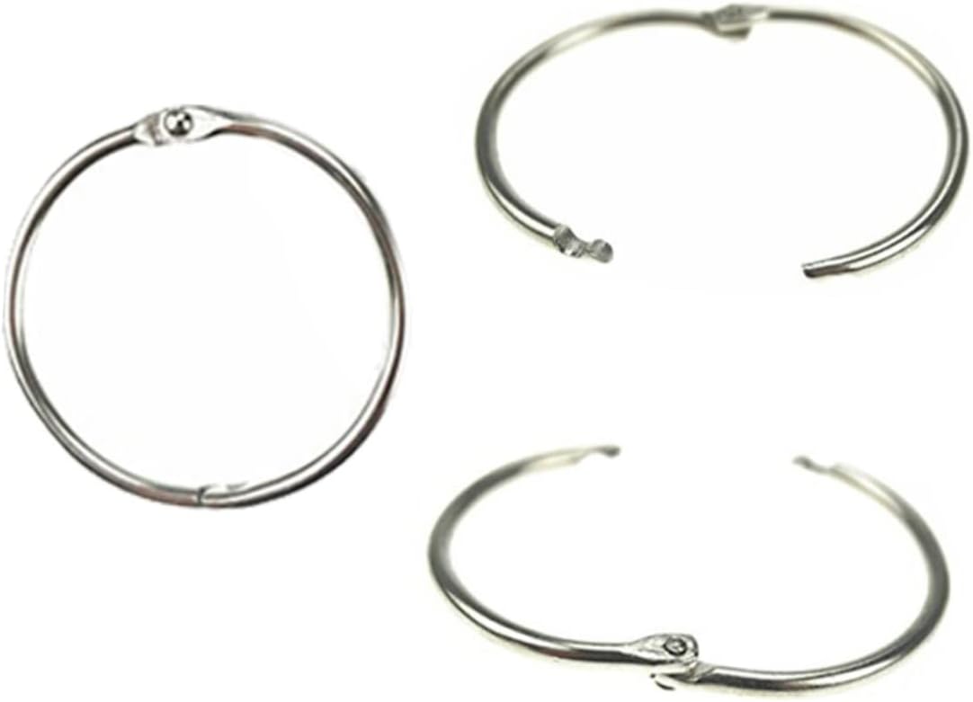 Picture of 9 Pcs Multi Purpose Snap Ring Metal Loose Leaf Rings 1.5 Inchi for Curtain Accessories Scrapbooking Memo Filing Keychain Silver Inside Diameter - Silver