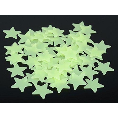 Picture of Night Glow Fluorescent Stars with Glue Dots  - 50 pcs pack - Fluorescent Green