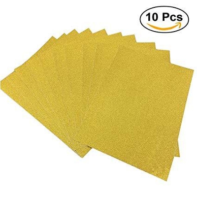 Picture of 10 pcs Set of Golden Glitter Foam Sticker Sheet - A4 - Golden