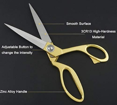 Picture of ...Stainless Steel Sharp Tailor Scissors for Clothing Dressmaking Shears Fabric Craft Cutting Adjustable Kitchen Scissors, Gold (9.'') - Gold Silver Mix