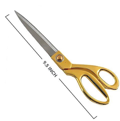 Picture of ...Stainless Steel Sharp Tailor Scissors for Clothing Dressmaking Shears Fabric Craft Cutting Adjustable Kitchen Scissors, Gold (9.'') - Gold Silver Mix