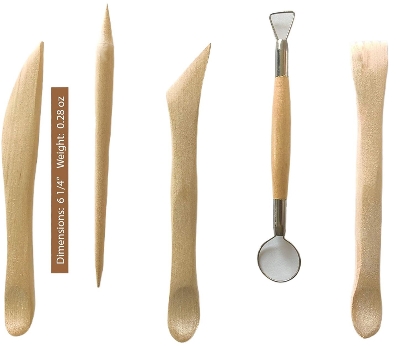 Picture of 5pcs/set Wooden Polymer Clay Tools Clay Sculpting Tool Multi-functional Carving Ceramics Tools Pottery Tool Wooden Polymer Clay Pottery Play Dough Sculpting Modeling Tools - Brown