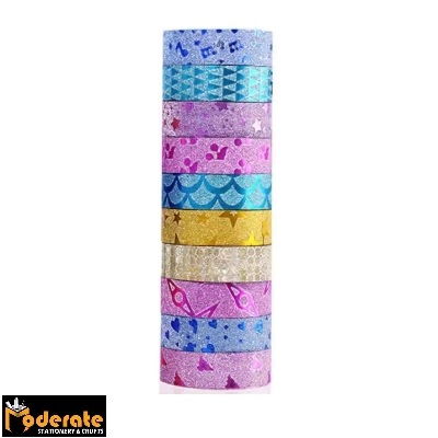 Picture of Washi tape, Glitter tape 10 pcs multi color tape - Multicolor