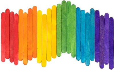 Picture of 50 pcs Colored Popsicle Sticks for Crafts, 4.5 Inch Colored Wooden Craft Sticks, Ice Cream Sticks, Rainbow Popsicle Sticks, Great for DIY Craft Creative Designs and Children Education - Multicolor