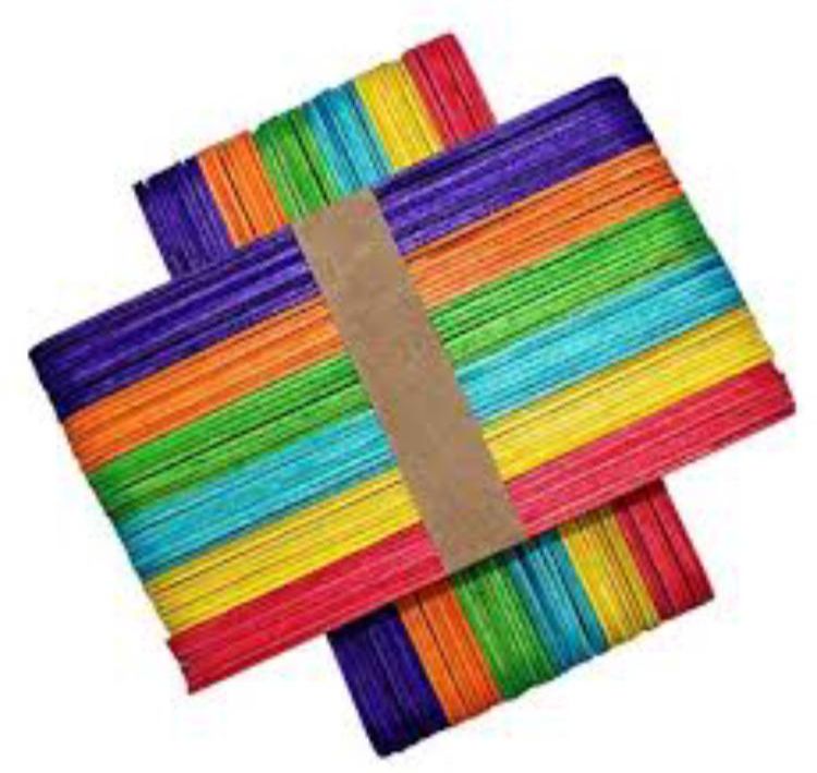 Picture of 50 pcs Colored Popsicle Sticks for Crafts, 4.5 Inch Colored Wooden Craft Sticks, Ice Cream Sticks, Rainbow Popsicle Sticks, Great for DIY Craft Creative Designs and Children Education - Multicolor
