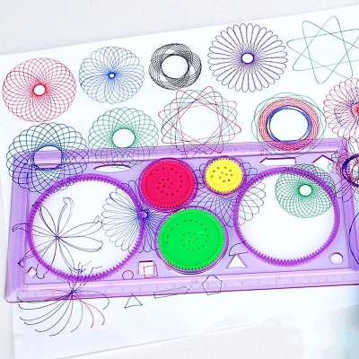 Picture of Spirograph Geometric Stencils Ruler Drafting Tools Stationery For Students Drawing Set Learning Art Sets Creative Gift For Children - Multicolor