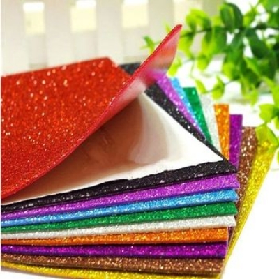 Picture of 10pcs 10 color Glitter Foam Paper Kids Diy Scrapbooking Craft Handmade Material Wedding Party Decoration Spong Paper - Multi color