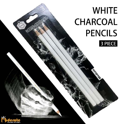 Picture of White Charcoal Pencil Set of 3 pencils - White