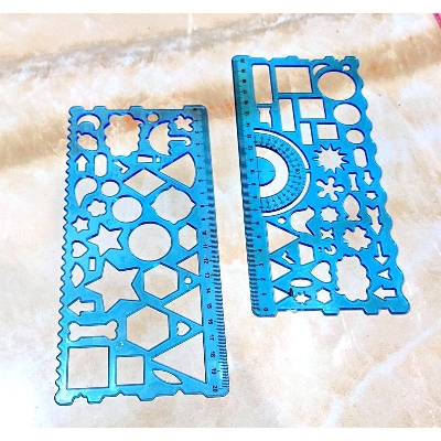 Picture of 2 pieces Different Shapes Template Ruler Spirograph Ruler Geometric Drawing Toys / Stencil Tools / Drafting Design - Multicolor