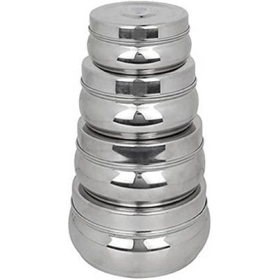 Picture of Pack Of 4 Stainless Steelgmrocery Container With Lid - 250 Ml, 350 Ml, 500 Ml, 750 Ml - Silver