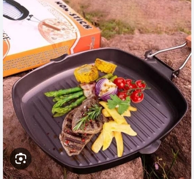 Picture of Non-Stick Aluminium Grill Pan, Black Grill Pan 24 cm diameter  (Aluminium, Non-stick) - Black