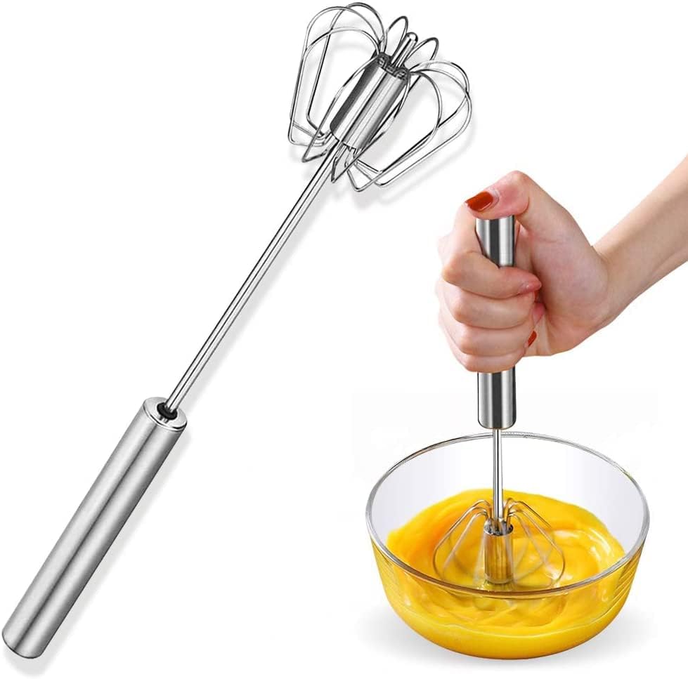 Picture of Automatic Egg Whisk Beater - Stainless Steel Wire Whisk Hand Push Blender Mixer - Silver