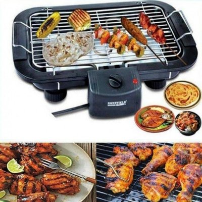 Picture of Electric Barbecue Grill Machine Stainless Steel Smokeless Tandoori Maker - Black