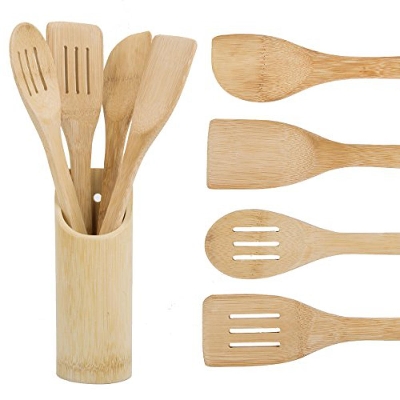 Picture of Bamboo Wood Made Kitchen Cooking Spoon Set 5Pcs - wood
