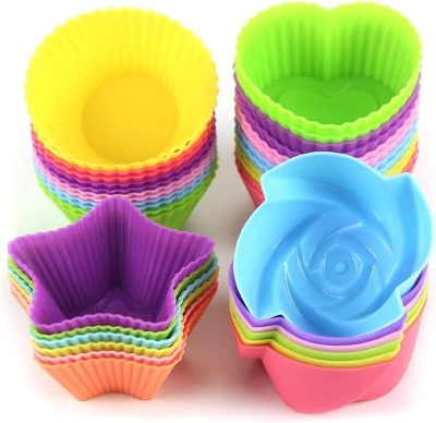 Picture of 6-Piece Silicone Muffin Cupcake Mold Set, High-Quality, Colorful, 7cm, Non-Stick, Baking Tool for Cakes, Pudding, Jelly - Random