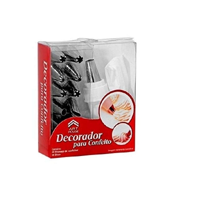 Picture of 12 Piece Cake Decorating Set Frosting Icing Piping Bag Tips With Steel Nozzles. Reusable & Washable - Silver