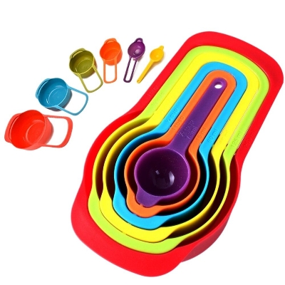 Picture of 6Pcs/Set Measuring Spoons Kitchen Measuring Cup Rainbow Color Stackable Combination Baking Spoon Kitchen Baking Measuring Tools - Random